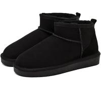 BeerMmay Mini-Stiefel para Mujeres, Clásica Mini-Bota con Forro de Piel, Cálida Bota de Invierno con Revestimiento Antideslizante, Negro, 39 EU