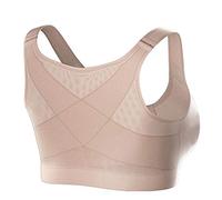 BeerMmay Sujetador corrector de postura, sujetador de apoyo de postura sin aros, transpirable, cierre frontal, ropa interior para mujer, yoga, deporte, beige, XL