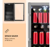 Beersafe 3XL Nevera 98 litros 4 estantes Puerta panorámica de cristal Acero inoxidable Klarstein