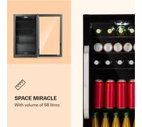 Beersafe 3XL Onyx Nevera, 98 litros, 4 estantes, puerta de cristal panorámica Klarstein