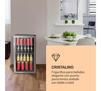 Beersafe 4XL Nevera 124 litros 4 estantes Puerta panorámica de cristal Acero inoxidable Klarstein