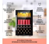 Klarstein Nevera Pequeña Puerta Cristal Habitaciones, Nevera Portatil Electrica, Mini Nevera Pequeña para Bebidas, Frigorificos Pequeños 147L, Mini Frigorifico con Estantes, Neveras Pequeñas