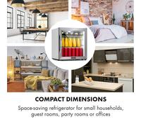 Beersafe L Crystal White 47 litros 2 estantes Puerta panorámica de cristal Acero inoxidable Klarstein