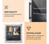 Beersafe L Nevera 47 litros 2 estantes Puerta panorámica de cristal Acero inoxidable