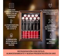 Beersafe XL Nevera 60 litros 2 estantes Puerta doblemente aislada. panorámica de cristal Acero inoxidable Klarstein