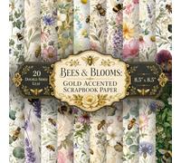 Bees & Blooms: Gold Accented Scrapbook Paper: 20 Sheets Double Sided, 8.5" x 8.5", 20 Designs, Craft Paper Pad For Scrapbooking, Paper Crafts, Mixed ... Home Decor & DIY Projects Decorative Paper