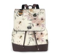 Bees in the Flowers Mochila de viaje para mujer, mochila casual, mochila de cuero estampada para mujer para el trabajo