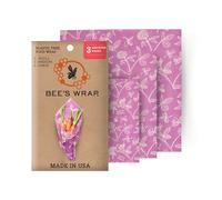 Bee's Wrap Juego de 3 envolturas de Varios tamaños, Estampado de trébol, Algodón, Morado, 33.020000000000003 x 35.56 x 0.3 cm