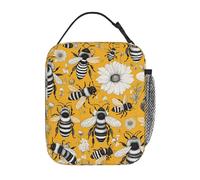 BeesBloomPlay - Lonchera aislada para hombres y mujeres, diseño de impresión completa, reutilizable, lonchera de gran capacidad a prueba de fugas para el trabajo, escuela, oficina, viajes, picnic