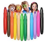 Beesjuy Pinturas Cara para Niños,12 Colores Pinturas para La Cara, Pinturas Faciales No Toxica, Hipoalergenicas, Lavable,Pintura Corporal Embarazadas,Pinturas Cara Carnaval,Cosplay(Clásico 12 colores)