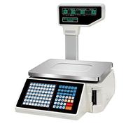 BEESOM Bascula de Comercio Digital Electronica, 30KG Balanza Comercial para Pesar Fruta, Verdura Peso, Pantalla LCD Digital de Doble Cara, Impresión de Adhesivo y Recibo Térmico - Español,pluggedin