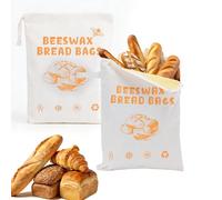Beeswax Bread Bag, 2 Pack Extra Large Beeswax Bread Bags, Reusable Food Storage Bags With Zipper for Homemade Breads, Loaves & Baked Goods To Keep Fresh (2*A)