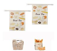 Beeswax Bread Bags for Homemade Bread - 2 Pack Extra Large Sourdough Breads Storage Bags, Reusable Natural Cotton Beeswax Beeswax Lined Bag with Snap-Closure Handle for Freshness Preservation (D) (D)