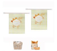 Beeswax Bread Bags for Homemade Bread - 2 Pack Extra Large Sourdough Breads Storage Bags, Reusable Natural Cotton Beeswax Lined Bag with Snap-Closure Handle for Freshness Preservation (F) (F)