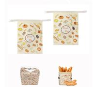 Beeswax Bread Bags for Homemade Bread - 2 Pack Extra Large Sourdough Breads Storage Bags, Reusable Natural Cotton Beeswax Lined Bag with Snap-Closure Handle for Freshness Preservation (E) (E)