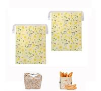 Beeswax Bread Bags for Homemade Bread - 2 Pack Extra Large Sourdough Breads Storage Bags, Reusable Natural Cotton Beeswax Beeswax Lined Bag with Snap-Closure Handle for Freshness Preservation (H) (H)
