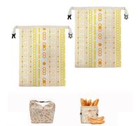 Beeswax Bread Bags for Homemade Bread - 2 Pack Extra Large Sourdough Breads Storage Bags, Reusable Natural Cotton Beeswax Beeswax Lined Bag with Snap-Closure Handle for Freshness Preservation (G) (G)