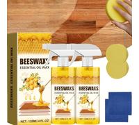 Beeswax Wood Polish Spray - Acabado Profesional Sedoso Con Cera De Abeja Para Nutrir, Proteger Y Dar Brillo, Spray Natural Para Limpiar Y Restaurar Muebles Y Suelos De Madera (2PC)