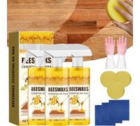 Beeswax Wood Polish Spray - Acabado Profesional Sedoso Con Cera De Abeja Para Nutrir, Proteger Y Dar Brillo, Spray Natural Para Limpiar Y Restaurar Muebles Y Suelos De Madera (3PC)