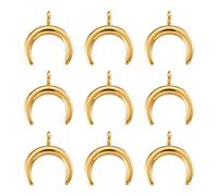 Beethoven 10 piezas Metal Crescent Moon Charms Golden 304 Acero Inoxidable Doble Cuerno Colgante Colgante para DIY Joyería