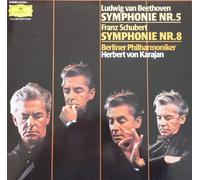 Beethoven Symphonie Nr. 5, Schubert Symphonie Nr. 8. Karajan Vinyl LP