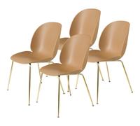 Beetle Silla de Comedor Base Cónica/Latón Semi Mate/Marrón Ámbar 4 Uds.