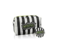 Beetlejuice Bolsa de Maquillaje Multicolor | Neceser para Mujer con Diseno de Rayas | Soporte de Maquillaje con Logotipo para Adultos | Estuche de Belleza de Viaje gotico para Mujer