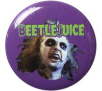 Beetlejuice - Michael Keaton Head Shot And Logo - Botón redondo de 1.25 pulgadas, Acero inoxidable, Sin gemas.