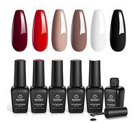 Beetles Black White Red Gel Nail Polish Set, Led Required Soak Off Gel Polish Kit, French Nail Manicure Kit DIY at Home