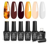 Beetles - Esmalte de uñas de gel otoñal con gel floreciente, 5 colores, marrón, vino blanco, color otoño, juego de esmalte de uñas de color ámbar, esmalte transparente para remojar, arte de uñas UV