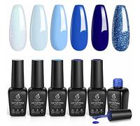 Beetles Esmaltes Semipermanentes de Uñas en Gel, 6 colores de esmalte de uñas en gel, lámpara UV/LED seca, kit de manicura de vid de uva, regalo de San Valentín con purpurina púrpura primaveral