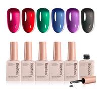 Beetles Gel 6 Colores Jelly, Rosa, Rojo, Negro, Azul, Verde, Púrpura, Sheer Jelly Translucent Effect Nail Concealer Spring Summer Regalo para Mujeres