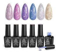 Beetles Reflective Glitter UV Esmalte de uñas, brillo de medianoche, 6 colores, holográfico, esmalte de uñas de gel, brillante, diamante, plata, oro, Soak Off UV LED