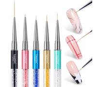 Beetles - Set de pinceles para hacer decoraciones en uñas, con esmalte de gel, también adecuados para aplicar diamantes artificiales y hacer puntitos en las uñas, 5 unidades de 5, 7, 9, 11 y 20 mm