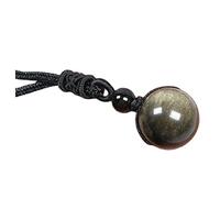 BEEYNG Piedra de Cristal 1 Pieza de Collar con Colgante de Cuentas de obsidiana Dorada Natural energía de Cristal de Cuarzo Regalos