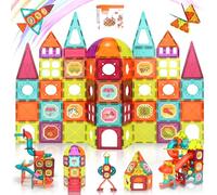 Beeyouk Bloques Magneticos Construccion Niños,120 Piezas Construcciones Magneticas Niños con Tubos Transparentes y Bolas de Colores,Piezas Magneticas Regalos Niños 3 años,Juego Imanes Niños 4 5 6 7