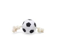 Beeztees Fútbol con Cuerda, Juguete para Perros, Felpa, Negro/Blanco, 27 x 13 x 13 cm