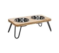 Beeztees K&Bz Platos Gato Madera Linga 31 X 16 X 10 Cm/ 2 X 160Ml Marrón 2000 g