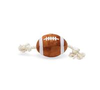 Beeztees Pelota de Rugby con Cuerda, Juguete para Perros, Felpa, marrón, 33 x 11 x 11 cm
