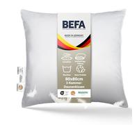 BEFA NATUR - Fabricado en Alemania - Almohada de 3 cámaras 80x80 cm, 90% plumón y 10% Plumas, Apta para alérgicos (Nomite), Certificado con Öko-Tex 100 Clase 1, Norma EN 12934, Downpass