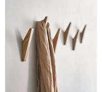 BEFAERY Paquete de 4 ganchos para abrigo de madera de haya natural, perchero de pared para colgar sombrero, toalla, bata, decoración rústica moderna