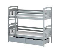 Befara Litera Infantil Kalas 2 en 1 - Divisible con Cajones Inferiores, Madera Maciza Pino, Segura - Gris - 80 x 180