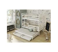 Befara Litera Juvenil NASU 3 en 1 - Cama supletoria, cajones, Madera Resistente - Blanco - 80 x 180