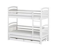 Befara Litera Juvenil NASU con 2 Cajones y Cama Supletoria - Madera Pino - Blanco - 90 x 190