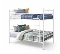 Befara Litera Metálica Polar - Estructura Acero Ø50mm, Somieres de Madera, Barandilla y Escalera - Blanco - 80 x 180 - Sin Cama supletoria
