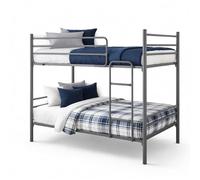 Befara Litera Metálica Polar - Estructura Acero Ø50mm, Somieres de Madera, Barandilla y Escalera - Plata - 80 x 180 - Sin Cama supletoria