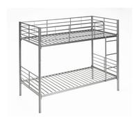 Befara LITERA Twins Divisible - Plata - 80 x 190 Litera metálica práctica y Resistente. Divisible en 2 Camas Individuales. Escalera incluida. Barandilla Completa.