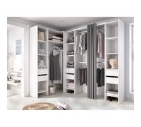 Befara VESTIDOR Abierto ESQUINERO con CAJONES Y Cortinas Tony - Blanco