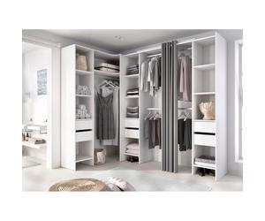 Befara VESTIDOR Abierto ESQUINERO con CAJONES Y Cortinas Tony - Blanco