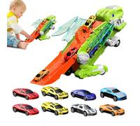 Befeixue Camión De Transporte De Dinosaurios - Juego De Vehículos Plegables Divertidos,Portavehículos con 8 Coches para 3+ Años Regalo Cumpleaños Navidad Viaje